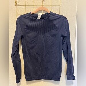 Fabletics Deep Blue Ribbed Long Sleeve Top